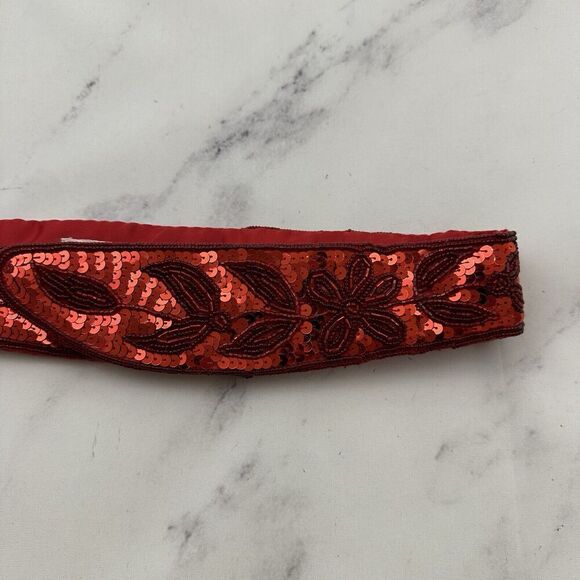Refil Accessories Womens Vintage 90s Sequin Beaded Belt Size S/M Red Sparkle - Picture 2 of 6